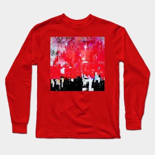 Chicago Skyline abstract in red, black, gray, white Long Sleeve T-Shirt